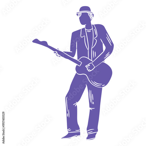 Musician playing his guitar