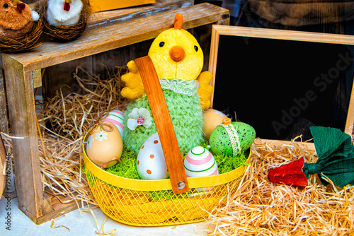shop window with Easter eggs and decorative figures