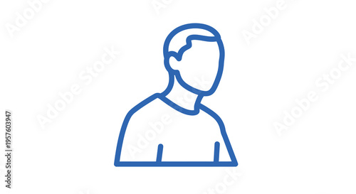 Simple blue line drawing depicting a head and shoulders of a generic person high quality professional