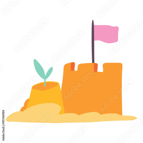 Sand castle summer icon