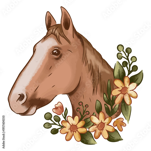 Horse head with flowers on it