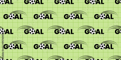 Seamless vector pattern featuring soccer balls with motion swooshes in a minimalist style. Ideal for sports branding, team logos, and football-themed textiles or wallpapers.