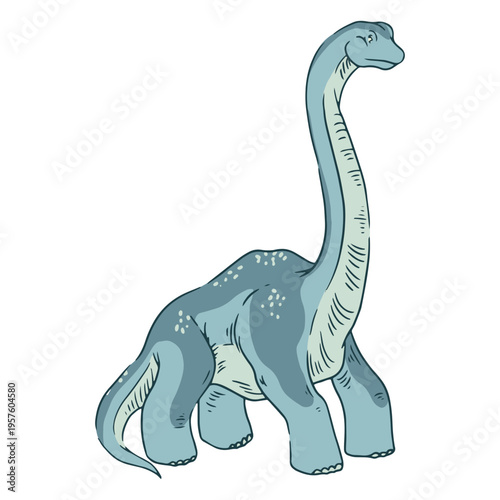 Blue brachiosaurus dinosaur standing