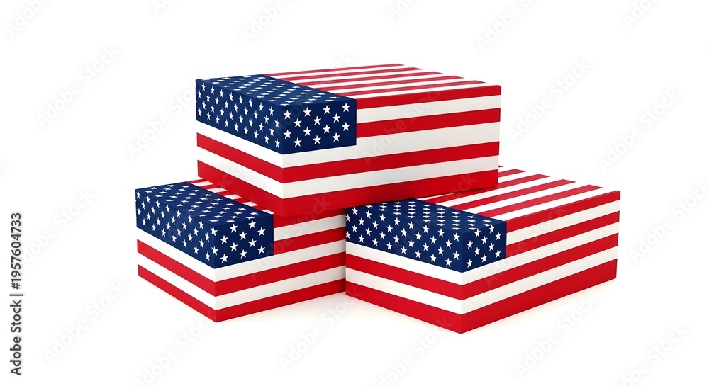 Fototapeta premium American independence day patriotic gift boxes with usa flag design