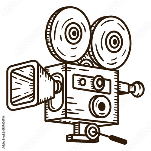 Movie camera vintage stroke