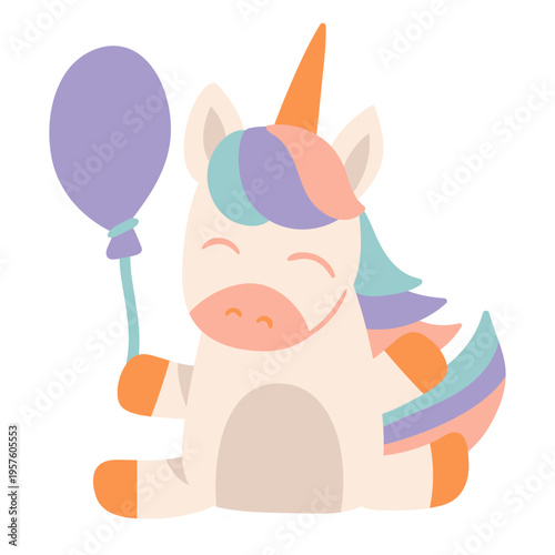 Unicorn birthday balloon creature icon