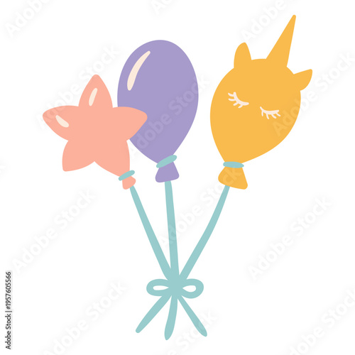 Unicorn birthday balloons icon