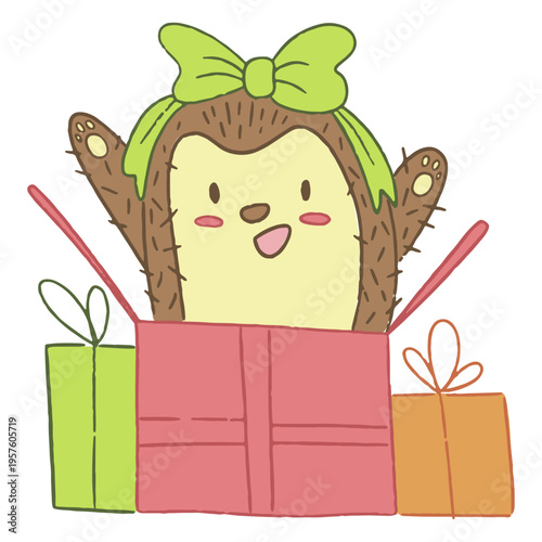 Cute birthday porcupine cartoon