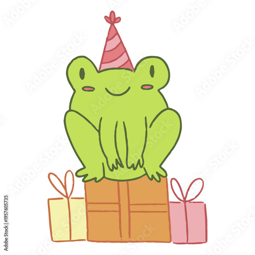 Cute birthday frog cartoon