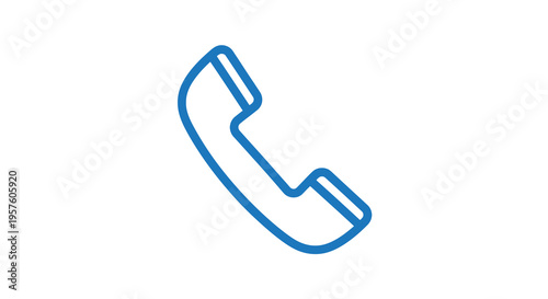 A simple blue line drawing depicts a modern smartphone in a diagonal view high quality professional