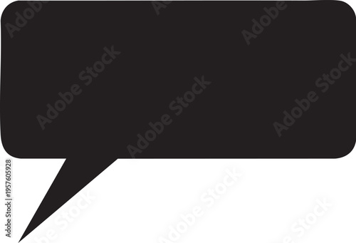 A black speech bubble icon on a white background