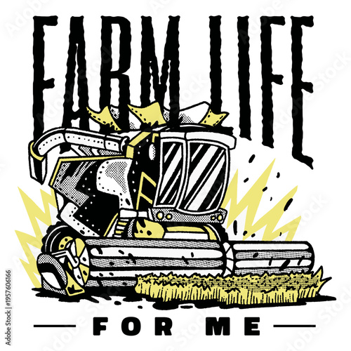 Illustration of a combine harvester