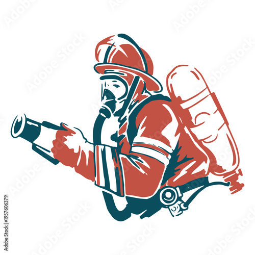 Firefighter holding a fire extinguisher