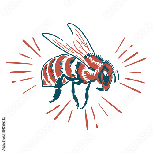 Illustration of a bee flying