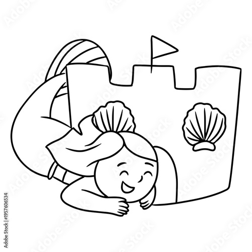 Mermaid stroke sand castle