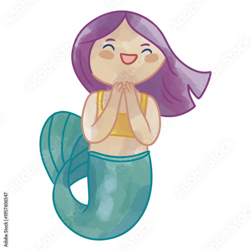Mermaid watercolor excited