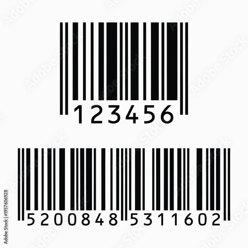 Black Isolated Barcode Set with Identification Numbers for Product Packaging 