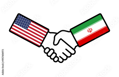 Handshake between United States and Iran flags symbolizing diplomacy