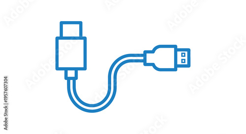 A blue line drawing depicts a usb c to standard usb adapter cable high quality professional detailed