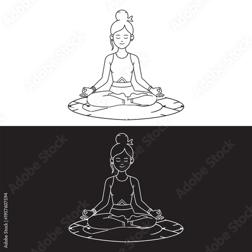 Young woman practicing mindful meditation in lotus pose for mental health