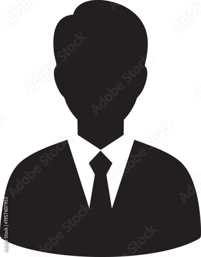 A silhouette of a man in a business suit and tie