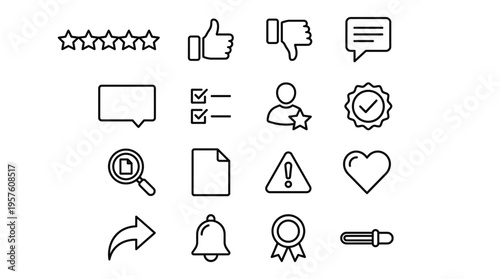 Set of 16 Outline User Interface Web Icons Vector