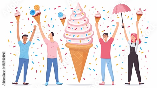 Joyful summer celebrations with outdoor activities, delicious treats, and fun gatherings