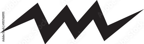 Black zigzag lightning bolt symbol on white background