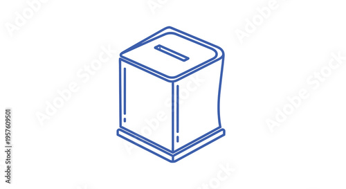 Simple line drawing of a blue donation box with a slot for contributions high quality professional
