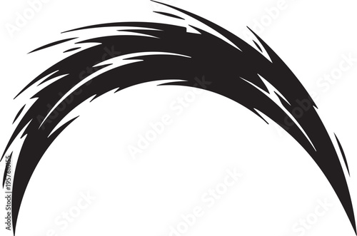 A black eyebrow illustration with bold strokes on a white background