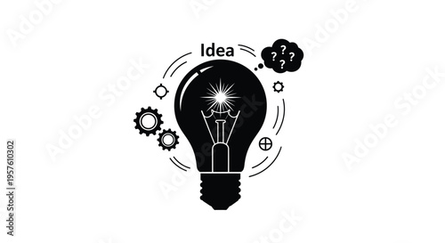 A glowing light bulb symbolizes a new idea and creative thinking