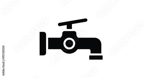 Simple black glyph depicting a water tap or valve control mechanism