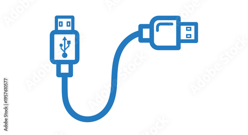 A blue illustration depicting a usb cable connecting two different usb port types high quality professional