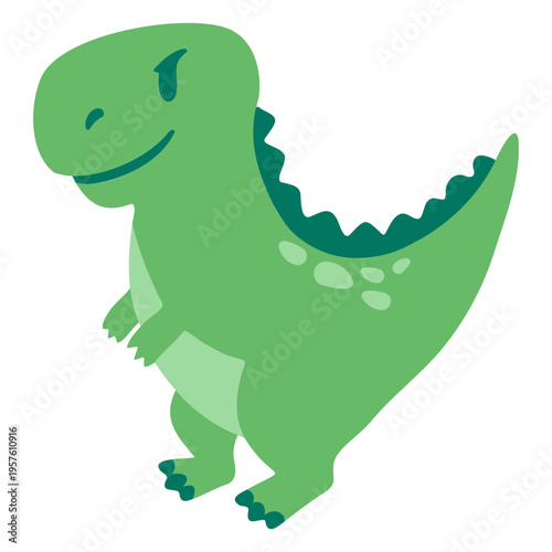 Green cute t - rex is standing