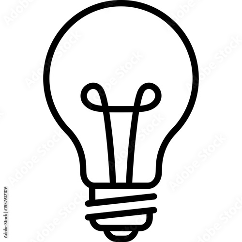 Minimalistic classic lightbulb outline icon with filament