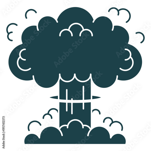Nuclear bomb with a mushroom cloud rising in the background