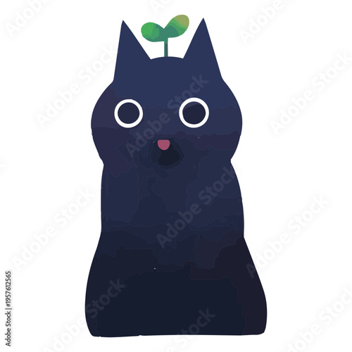 Slika na platnu Watercolor baby plant cat character
