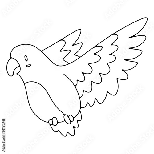 Nice parrot flying toward a tree