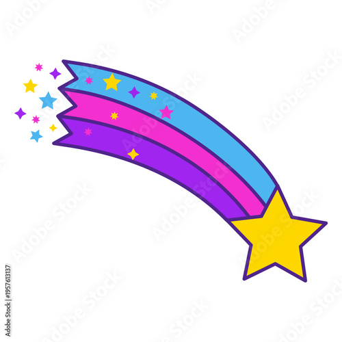 Glowing and colorful shooting star