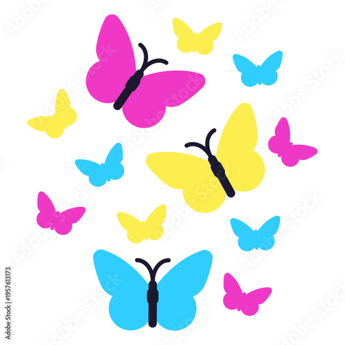 Butterflies in different colors