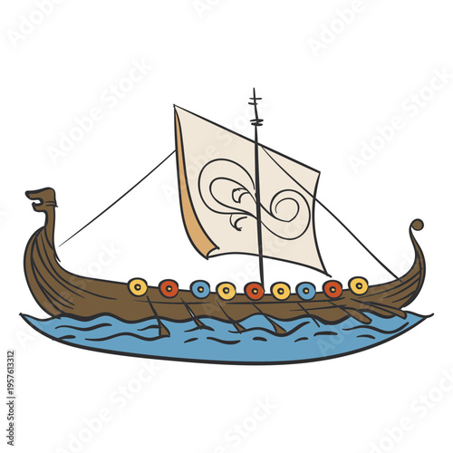 Viking ship sailing the world