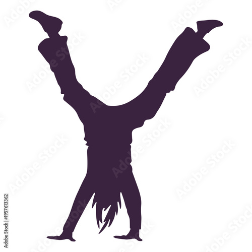 People cartwheel silhouette