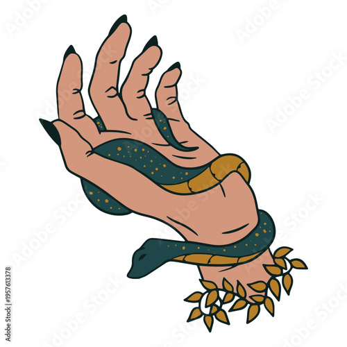 Bilde på lerret Snake esoterical hand