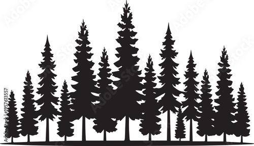 Pine Treeline Skyline Silhouettes for Design