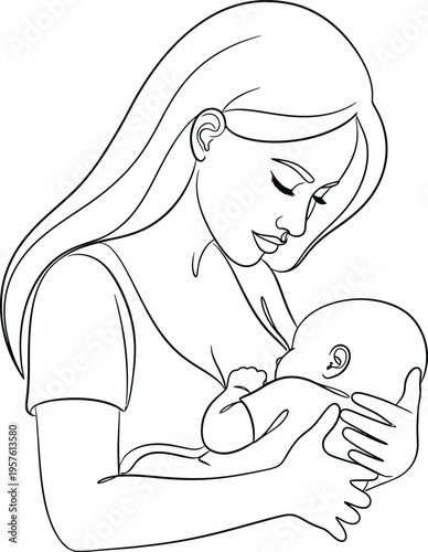 Tender moment of mother and newborn baby