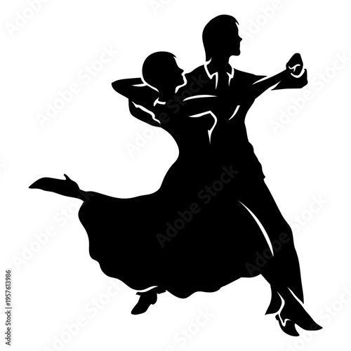 Sultry embrace of a man and woman in dancing silhouette
