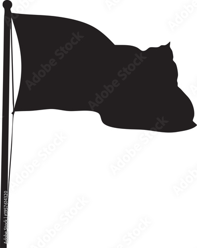 Black flag waving on a pole