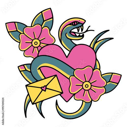 Snake love tattoo
