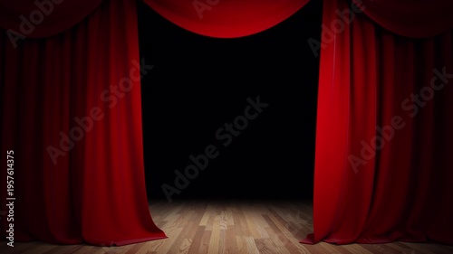 Red curtains opening with alpha