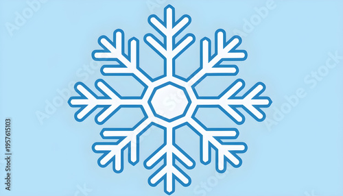 Snowflake icon representing winter and freezing temperatures, evoking cold, frost, ice and holiday season, blue white crystalline design for weather, climate and seasonal themes